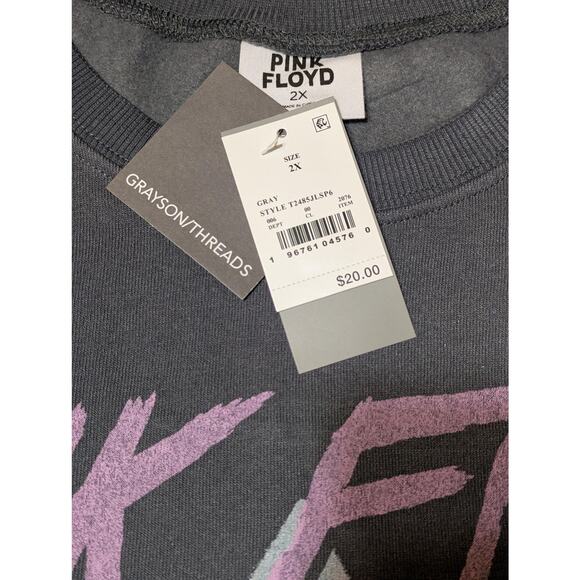 Pink Floyd Sweatshirt Womens 2XL Gray Dark Side of the Moon Fleece Cropped - Picture 9 of 9